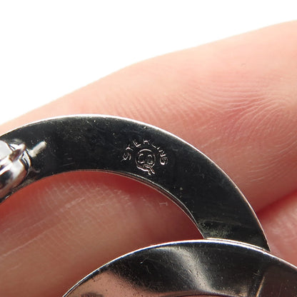 925 Sterling Silver Antique Etched Couple of Circle Pin Brooch