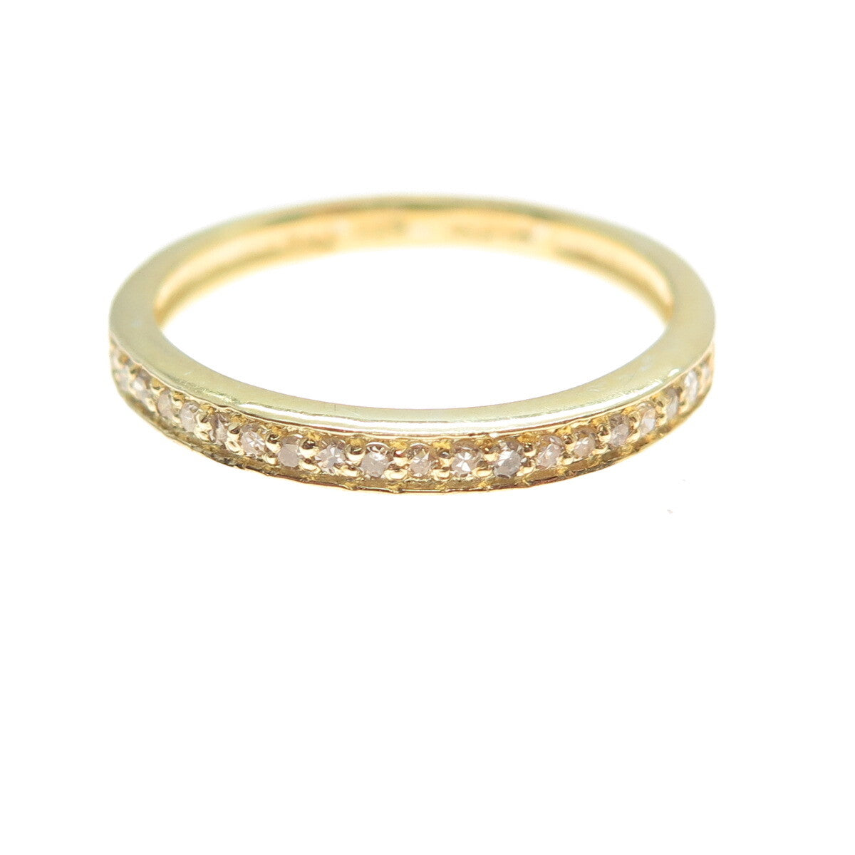 925 Sterling Silver Gold Plated Real Round-Cut Diamond Eternity Ring Size 6.75