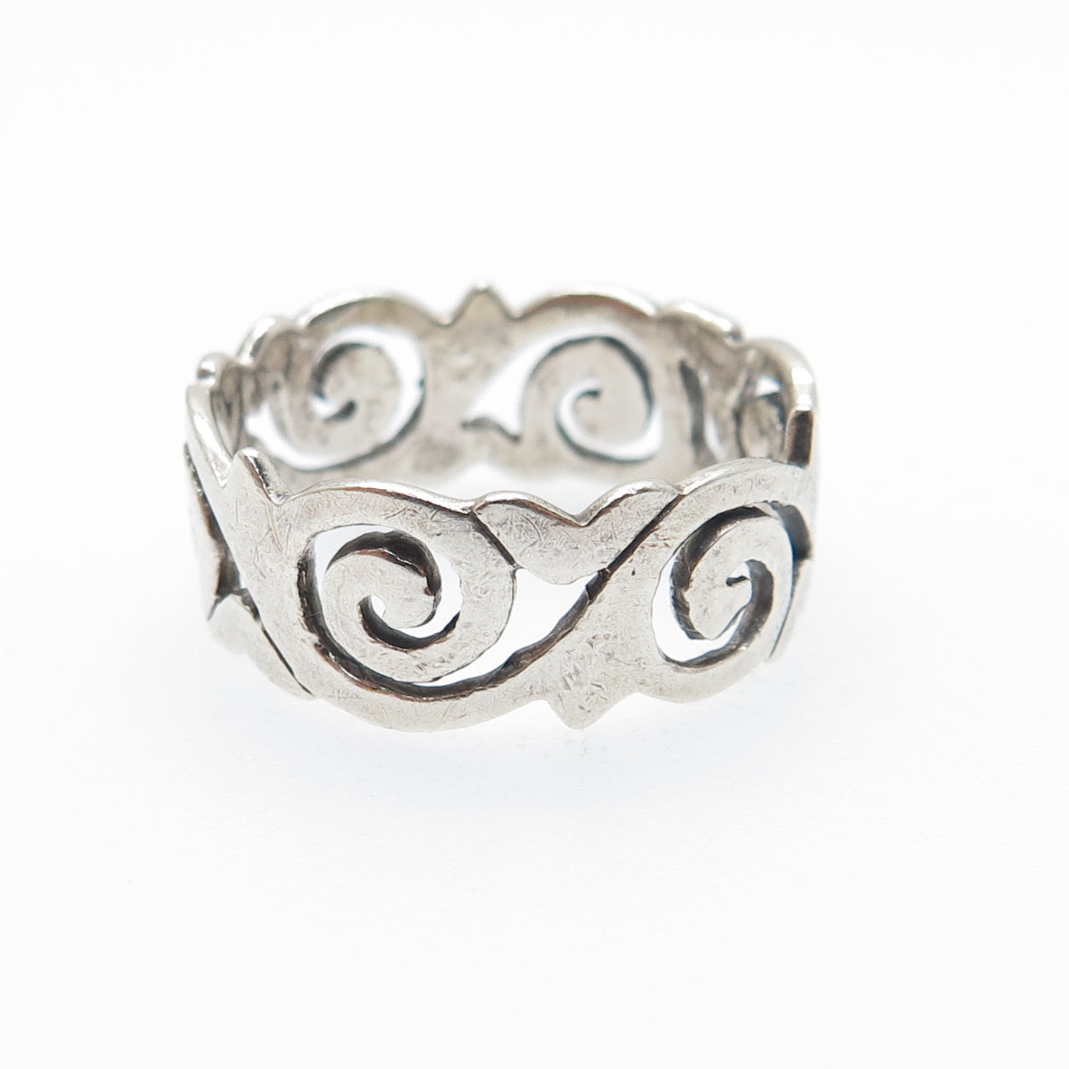 PETER STONE 925 Sterling Silver Vintage Spiral Oxidized Band Ring Size 8.75