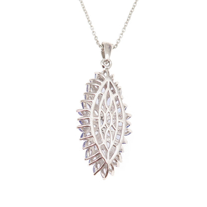 D'Joy 925 Sterling Silver Real Marquise-Cut Tanzanite Cable Chain Necklace 20"