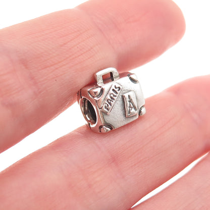 Pandora 925 Sterling Silver Paris Suitcase Slide Bead Charm