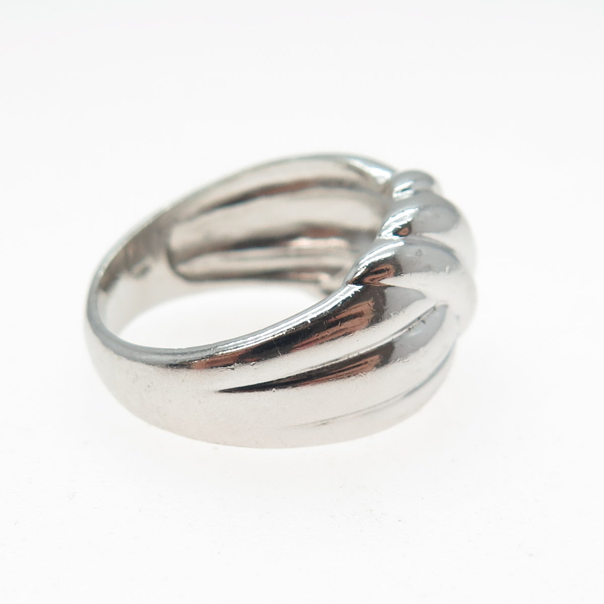 925 Sterling Silver Vintage Modernist Wavy Ring Size 8.25