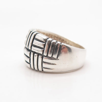 925 Sterling Silver Vintage Woven Wide Ring 7