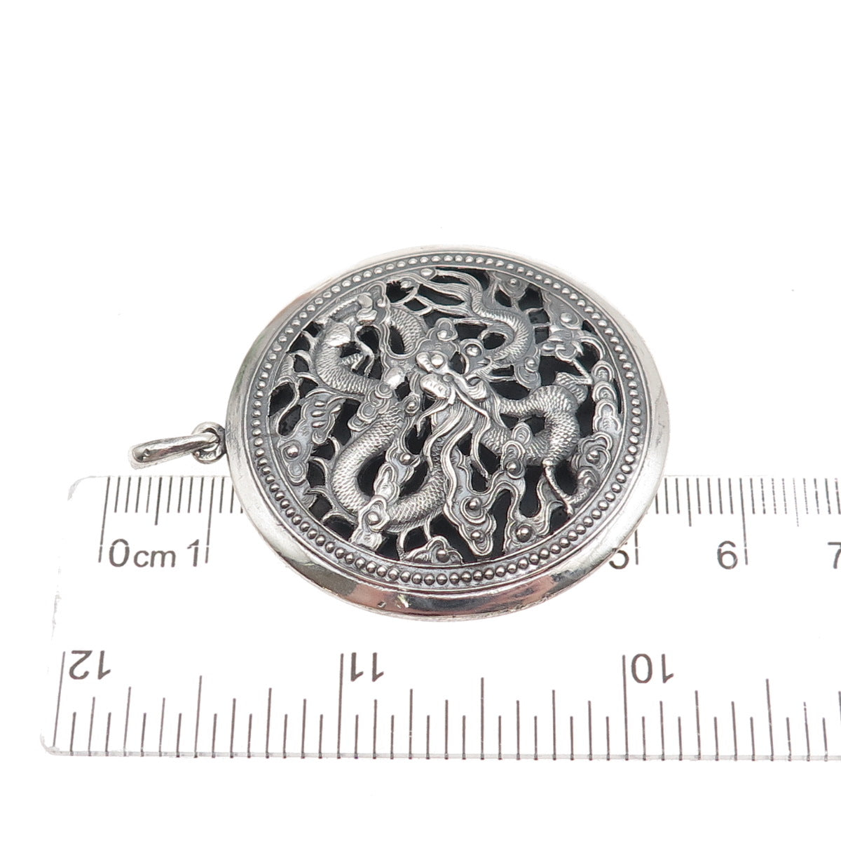 Ho Chi Minh 900 Silver Vintage Vietnam Dragon Oxidized Pendant