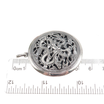 Ho Chi Minh 900 Silver Vintage Vietnam Dragon Oxidized Pendant