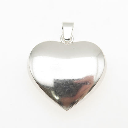 JONDELL 925 Sterling Silver Vintage Spain Puffy Heart Charm Pendant