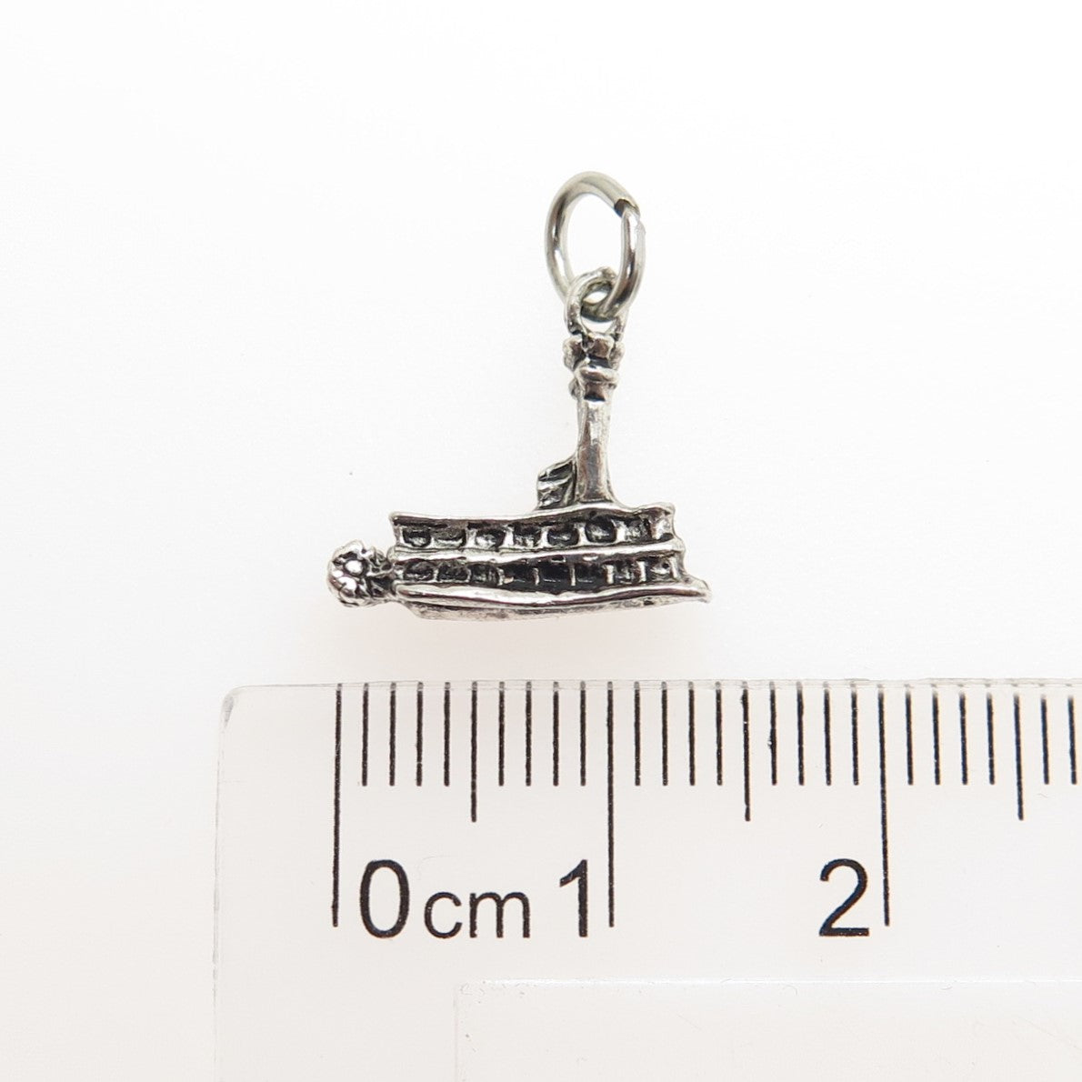 925 Sterling Silver Vintage Paddle Boat Oxidized Minimalist Charm Pendant