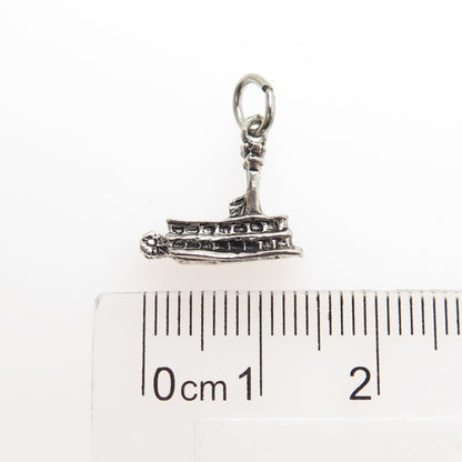 925 Sterling Silver Vintage Paddle Boat Oxidized Minimalist Charm Pendant