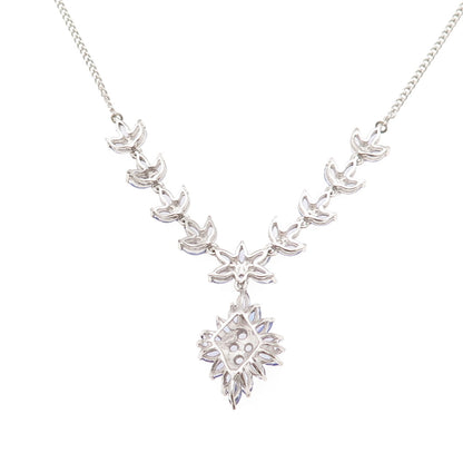 925 Sterling Silver Real Tanzanite Floral Cuban Chain Necklace 18"