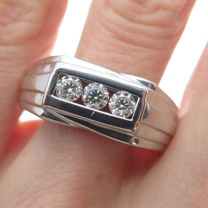 925 Sterling Silver Real Round-Cut Moissanite Ring Size 9