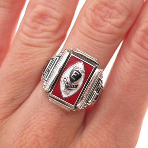 925 Sterling Silver Vintage 1962 Enamel East Newark School Ring Size 8