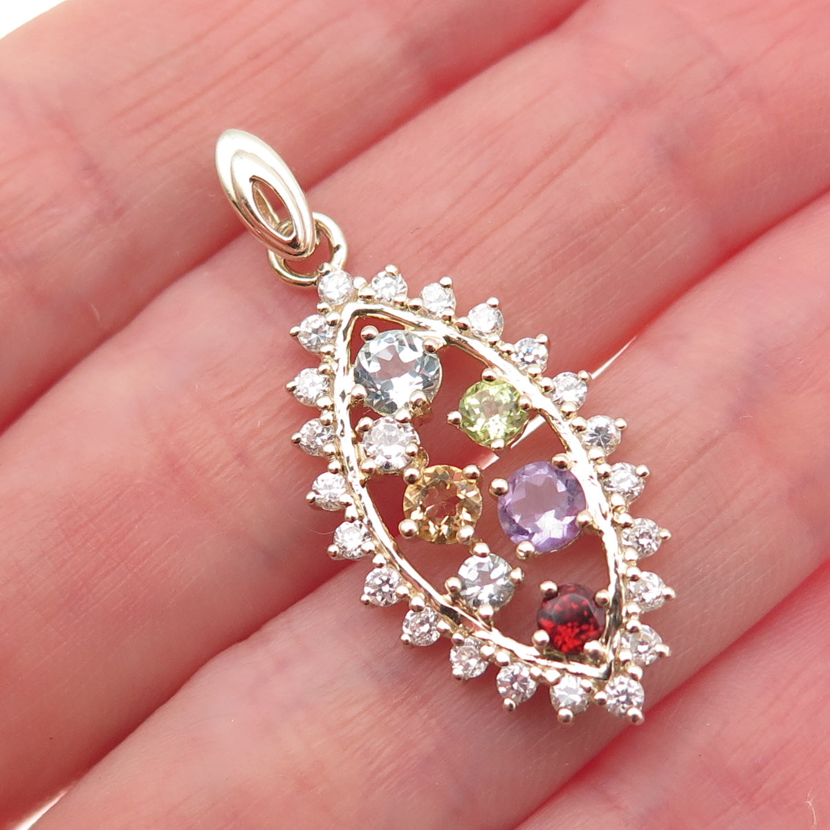 Ross Simons Sterling Gold Plated Topaz Amethyst Peridot Citrine & Garnet Pendant
