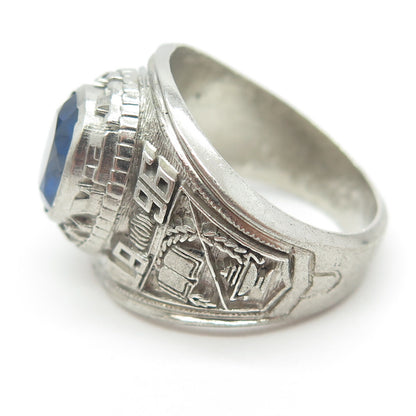 REED & CO Sterling Vintage 1996 Lab-Created Sapphire Totten School Ring Size 8.5