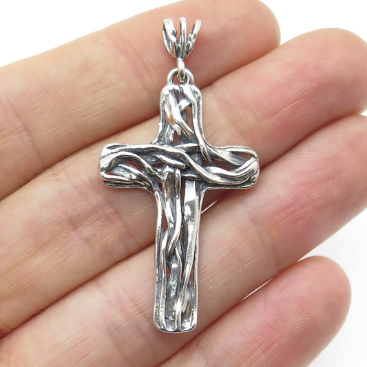 OR PAZ PZ 925 Sterling Silver Vintage Israel Cross Oxidized Pendant