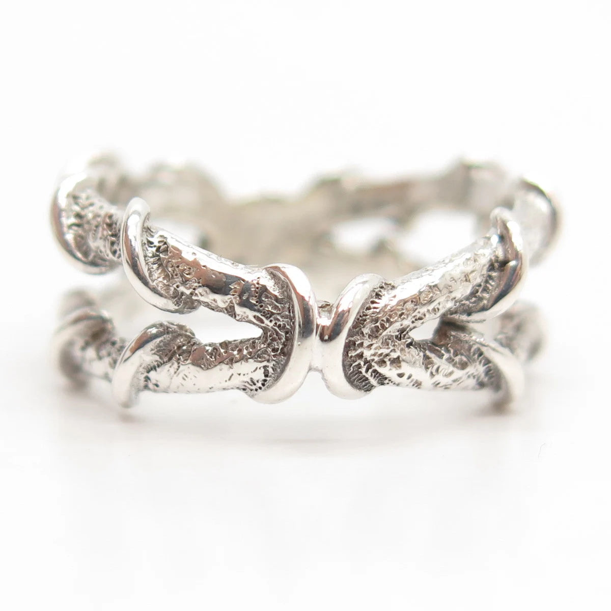 925 Sterling Silver Vintage Nugget Tribal Ring Size 6 3/4
