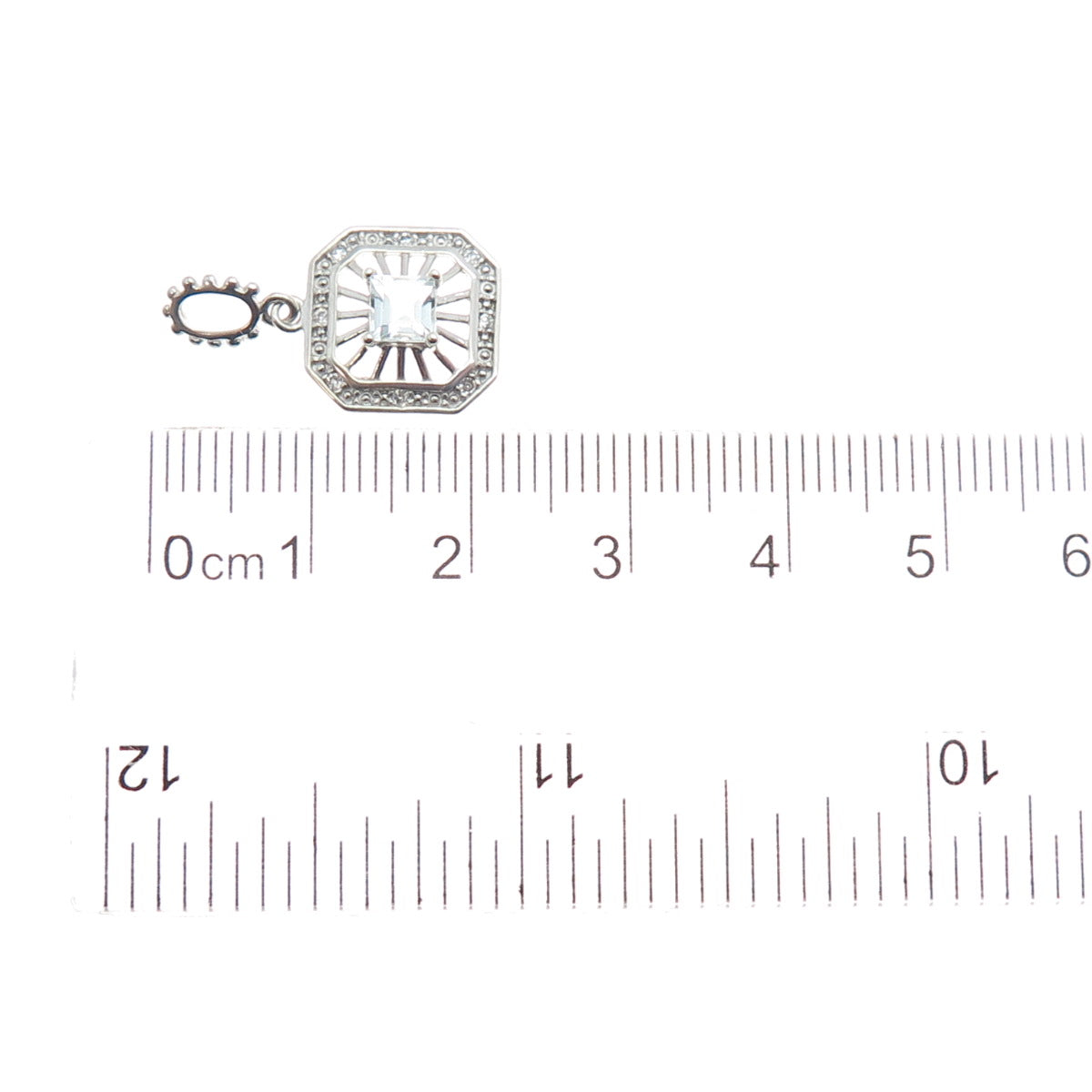 NEVADA 925 Sterling Silver Real Light Blue Aquamarine & C Z Mini Charm Pendant