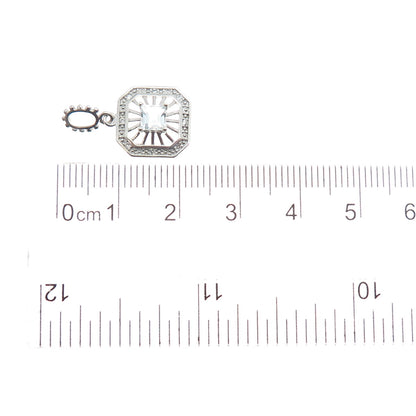 NEVADA 925 Sterling Silver Real Light Blue Aquamarine & C Z Mini Charm Pendant