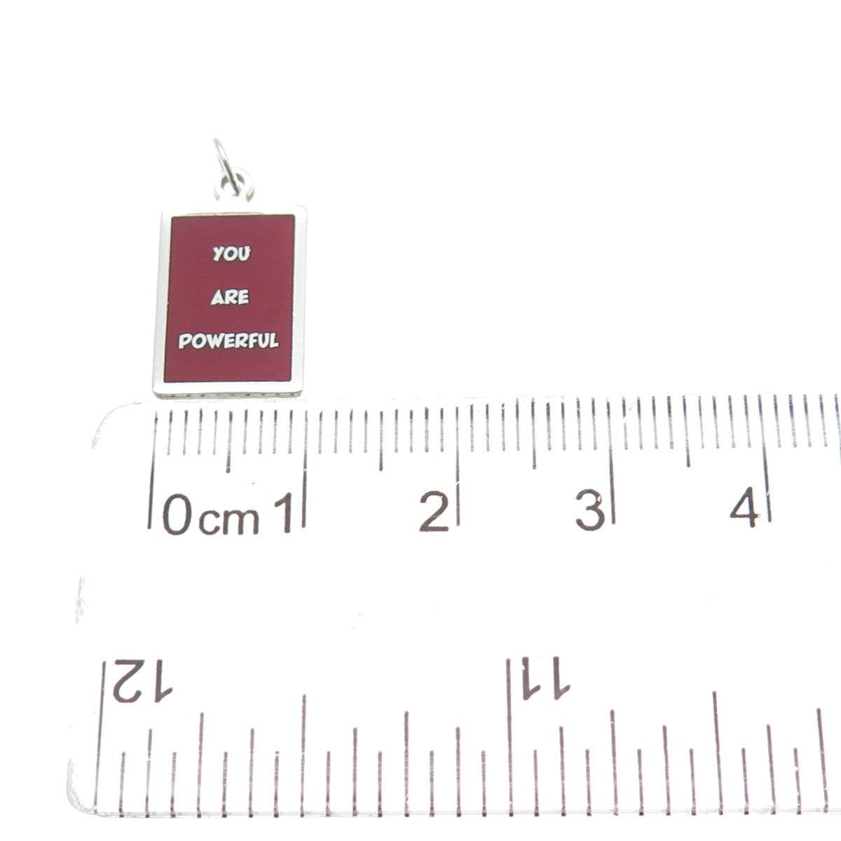 925 Sterling Silver Red Enamel You Are Powerful Minimalist Charm Pendant