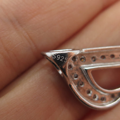 925 Sterling Silver Round-Cut C Z Music Note Slide Charm Pendant