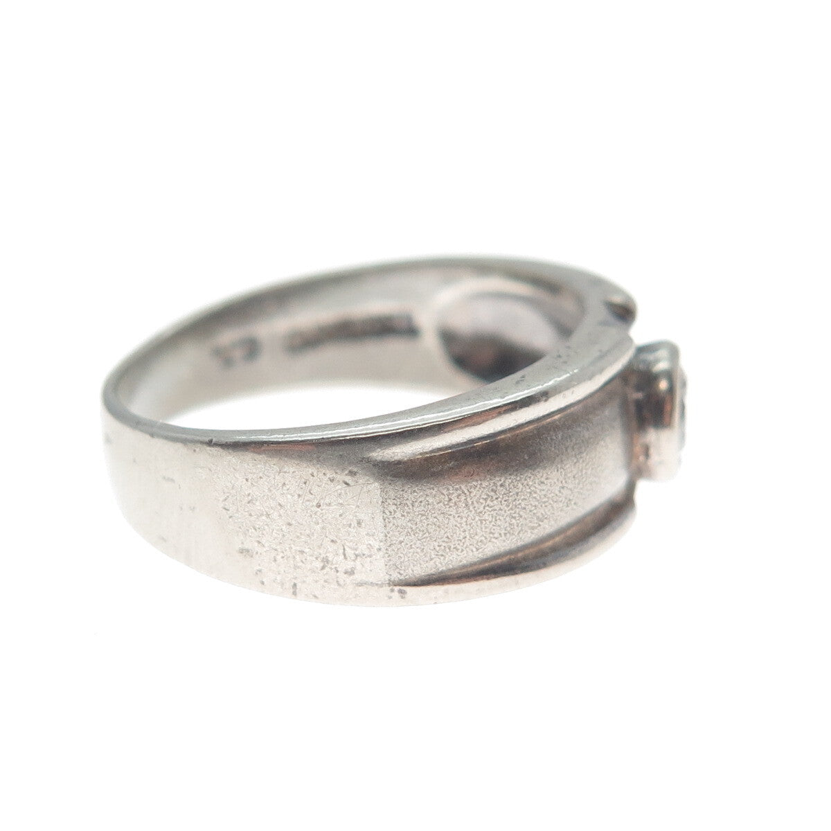 925 Sterling Silver Vintage Round-Cut C Z Oxidized Ring Size 6