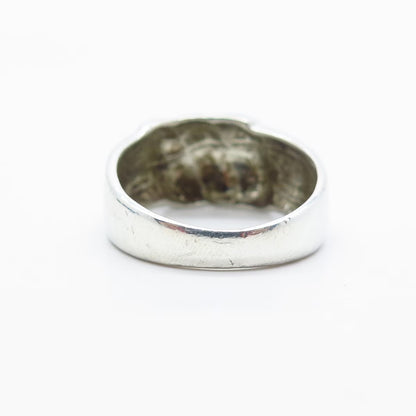 925 Sterling Silver Vintage Ribbed Ring Size 7.75