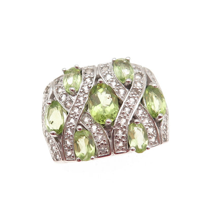 925 Sterling Silver Real Peridot & White Topaz Slide Charm Pendant