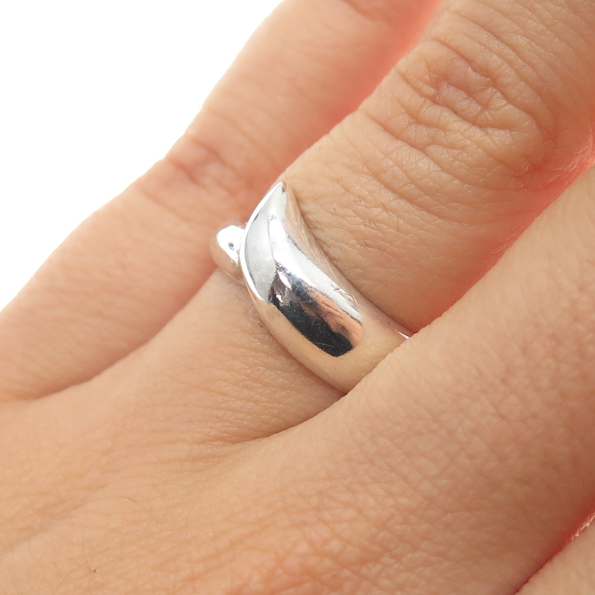 925 Sterling Silver Vintage Modernist Ring Size 6.75