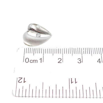 925 Sterling Silver Round-Cut C Z Heart Minimalist Slide Pendant