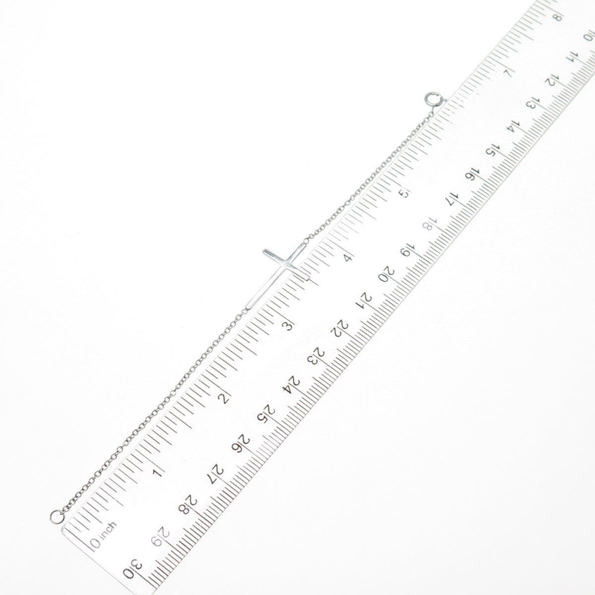 925 Sterling Silver Cross Cable Link Bracelet 6"