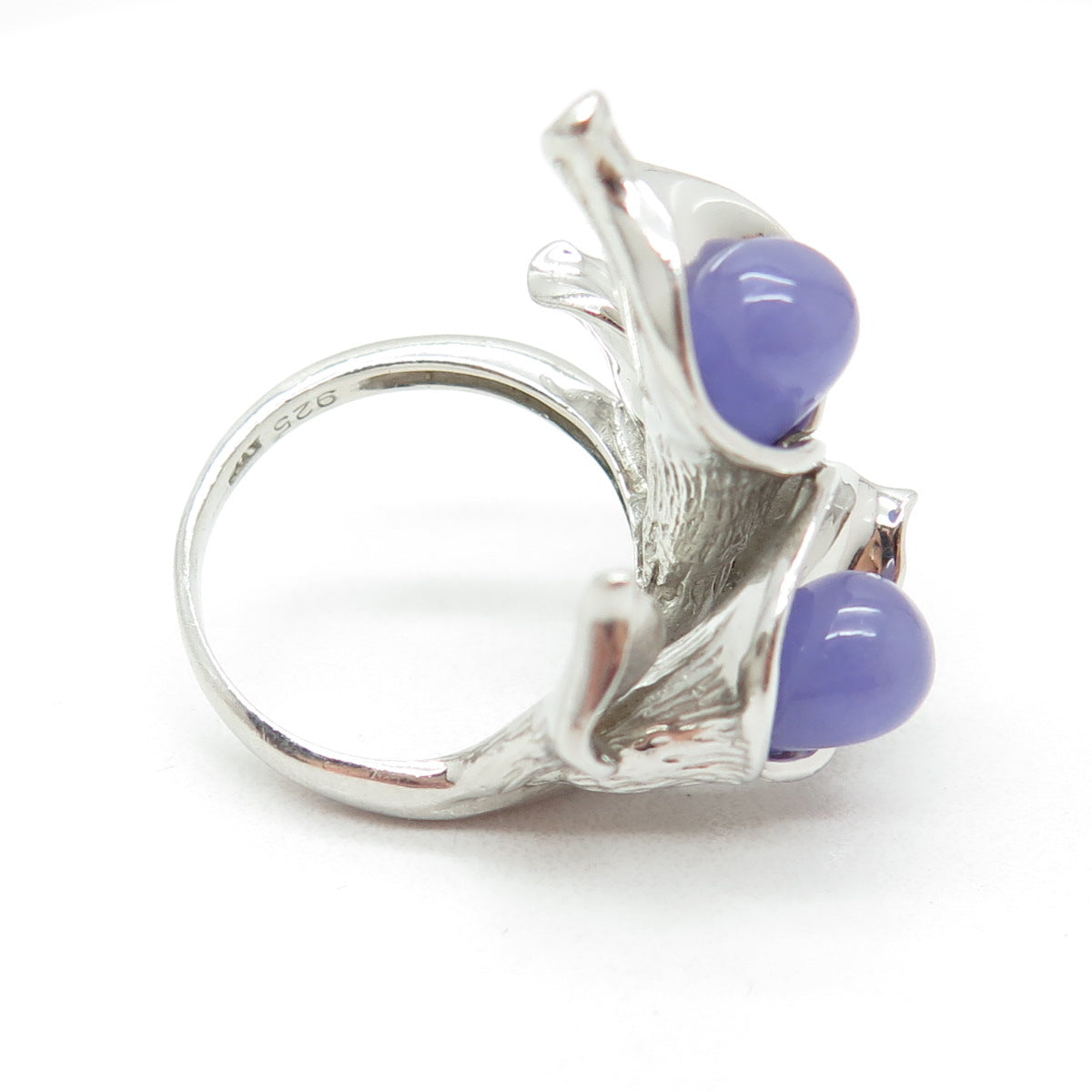 CHAPAL ZENRAY 925 Sterling Silver Vintage Lavender Jade Calla Lily Ring Size 6.5