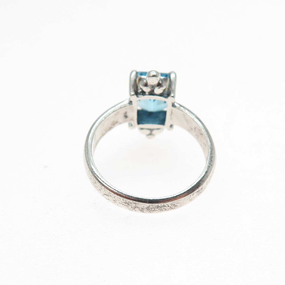 CLYDE DUNEIER CID 925 Sterling Silver Vintage Real Blue Topaz Beaded Ring Size 6