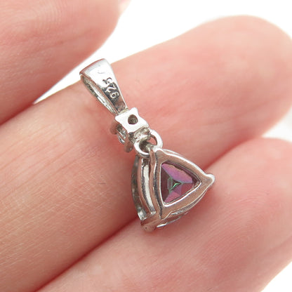 925 Sterling Silver Real Mystic Quartz & C Z Pendant