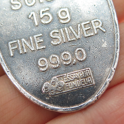 999 Fine Silver Vintage PAMP Suisse Essayeur Fondeur 15.0g Kaaba Mecca Pendant