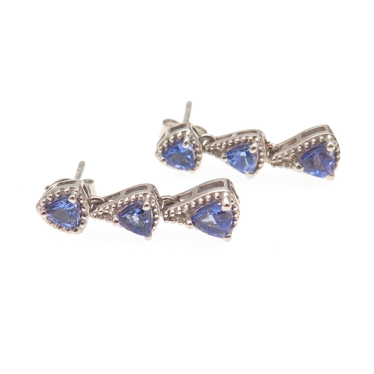 Chuck Clemency 925 Sterling Silver Real Tanzanite Dangle Earrings