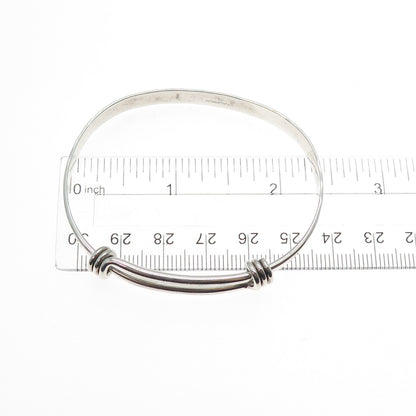 ED LEVIN 925 Sterling Silver Vintage Modernist Slide Bangle Bracelet 6.5-8"