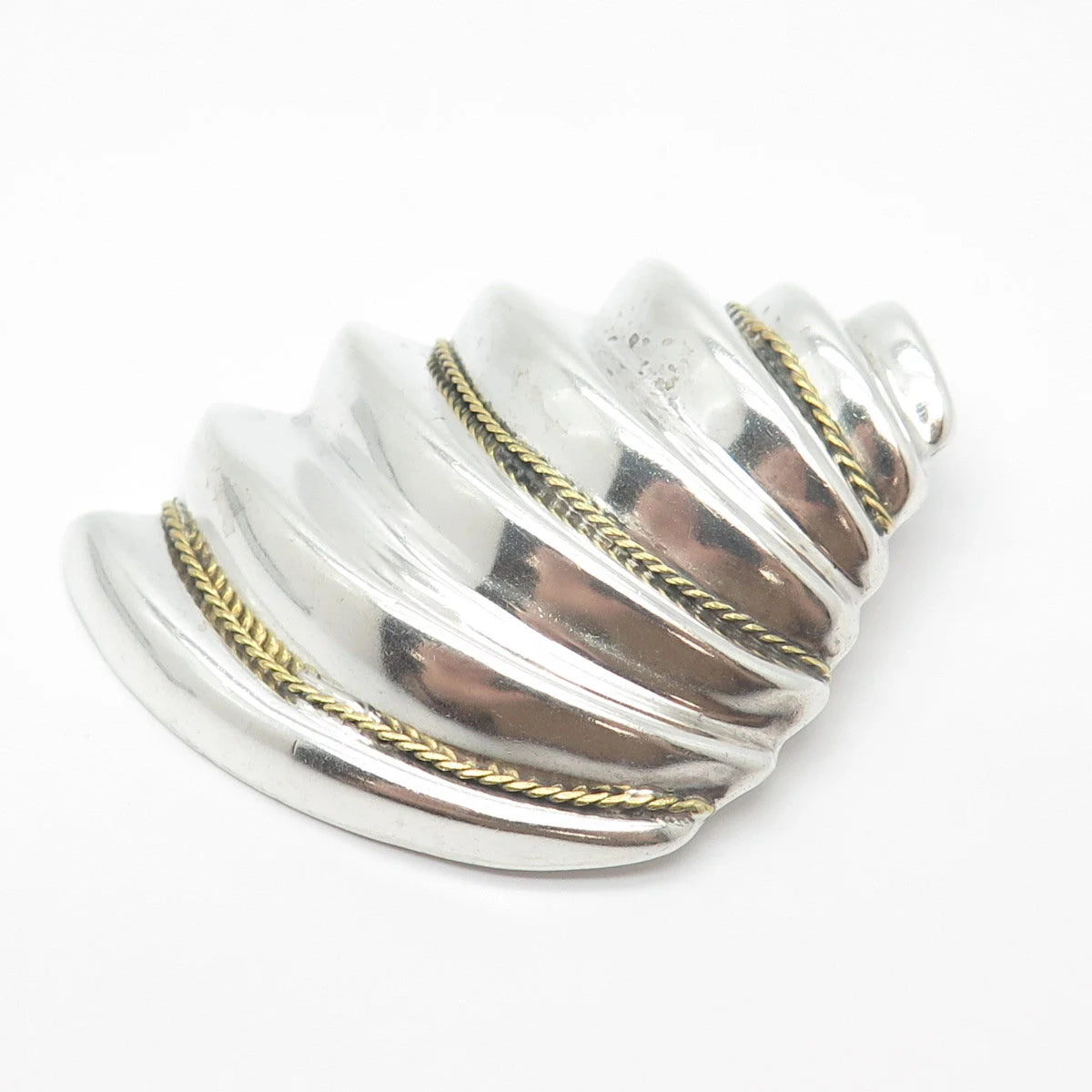 925 Sterling Silver 2-Tone Vintage Mexico Ribbed Pendant