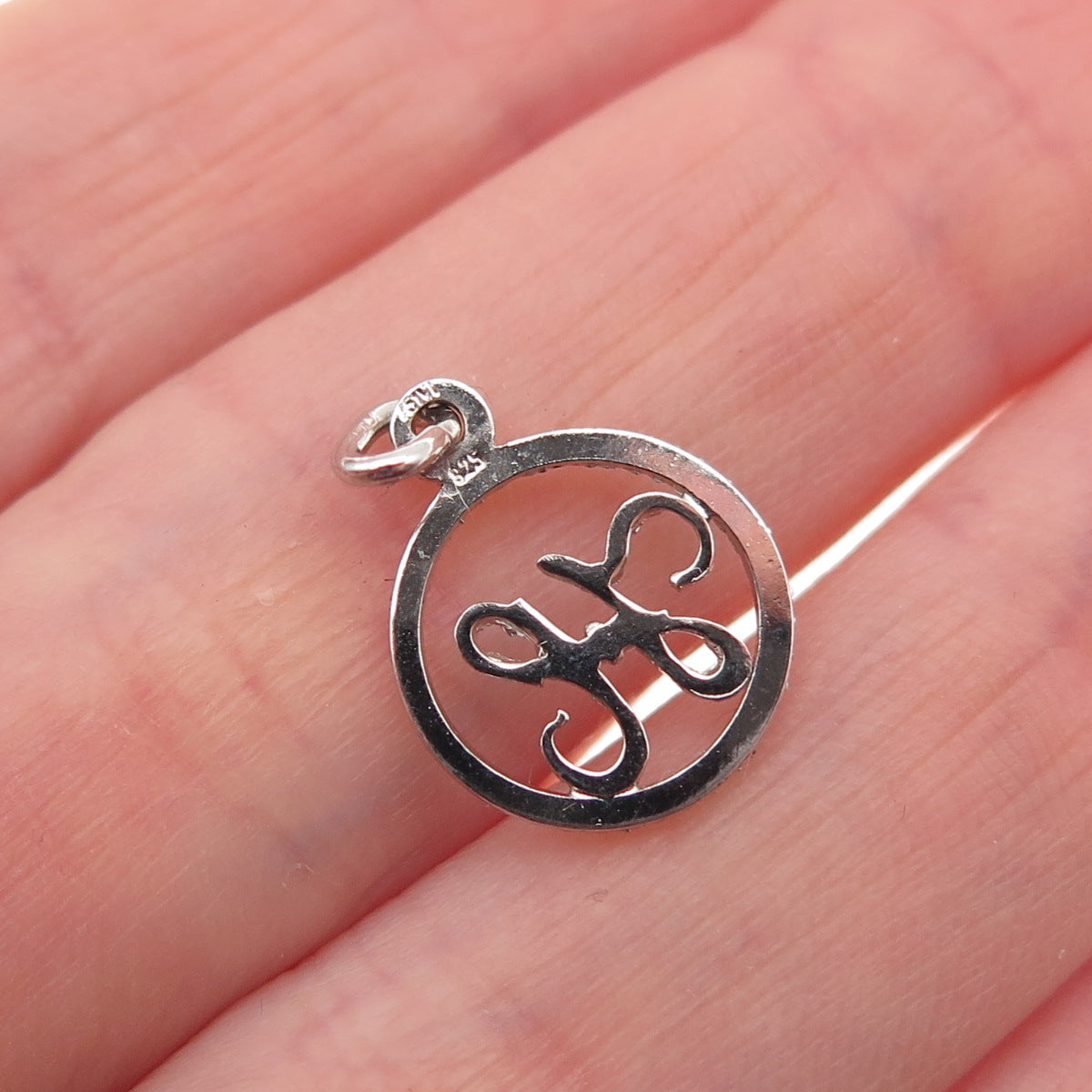 925 Sterling Silver Italy Diamond-Cut Letter H Initial Mini Charm Pendant