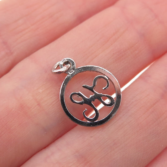925 Sterling Silver Italy Diamond-Cut Letter H Initial Mini Charm Pendant