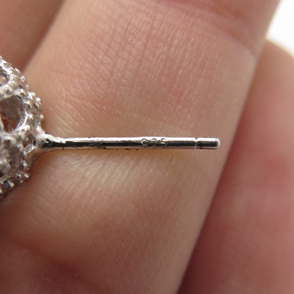 925 Sterling Silver Round-Cut Shaped C Z Stud Earrings