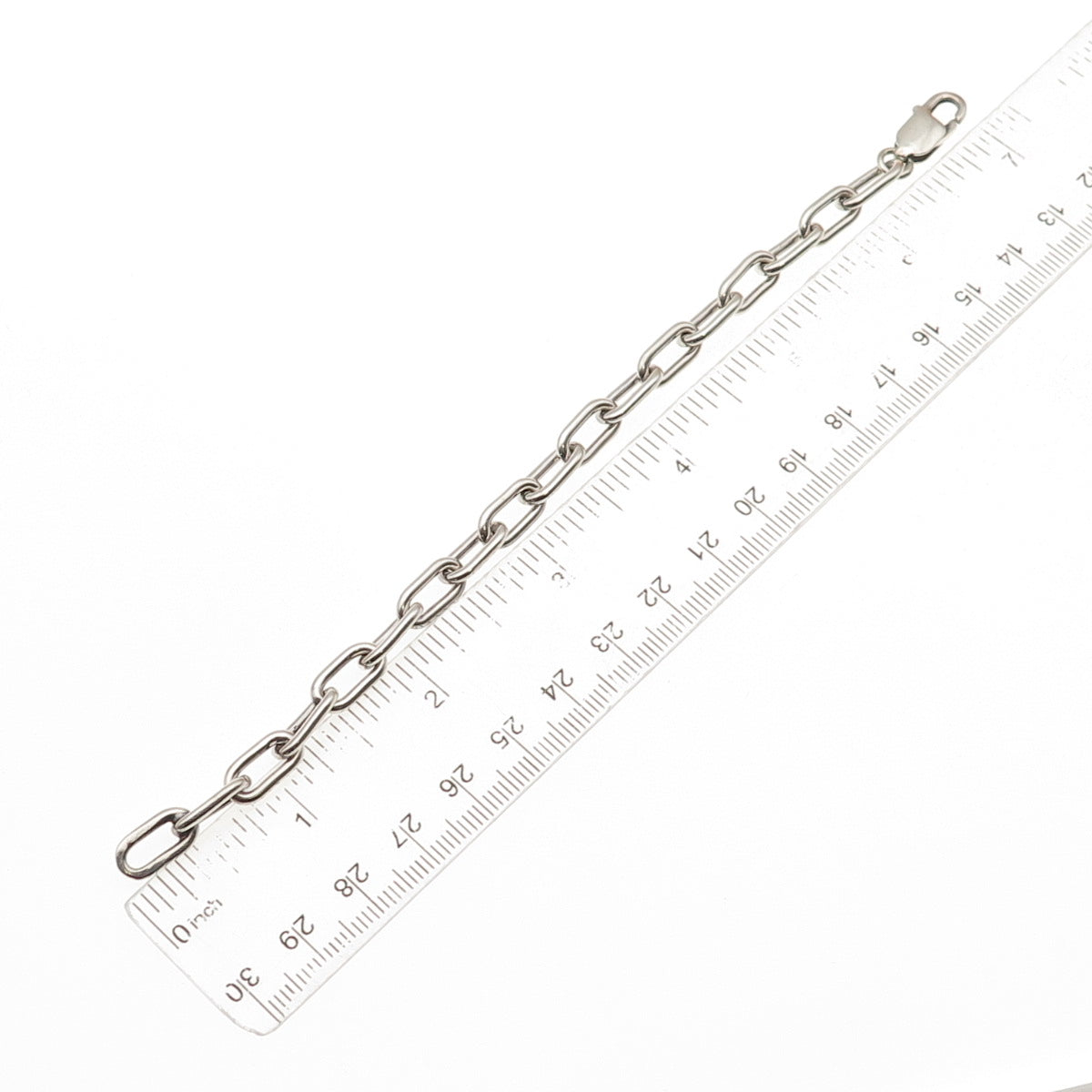 925 Sterling Silver Vintage Paperclip Link Bracelet 6.5"