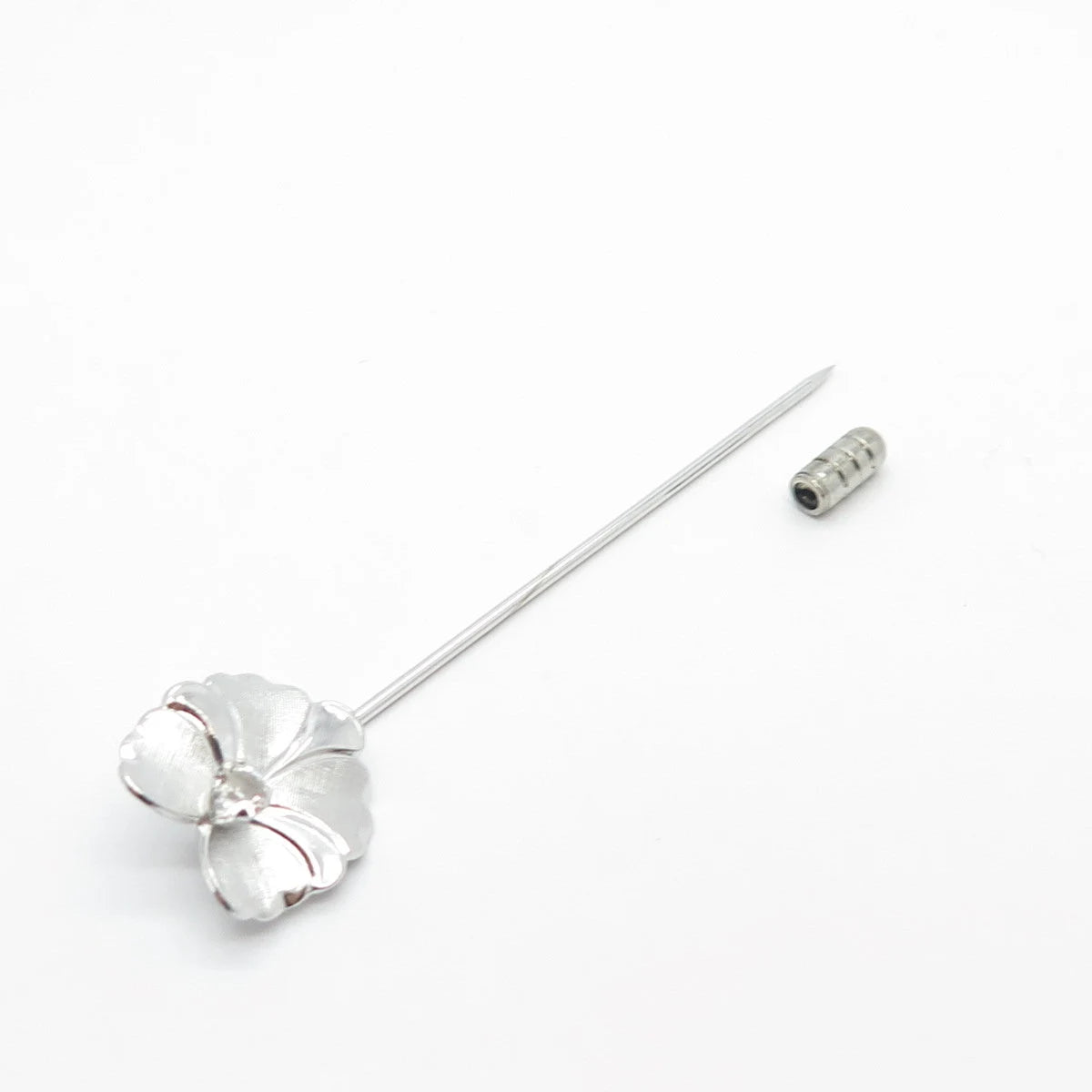 925 Sterling Silver Vintage C Z Bow Lapel Pin
