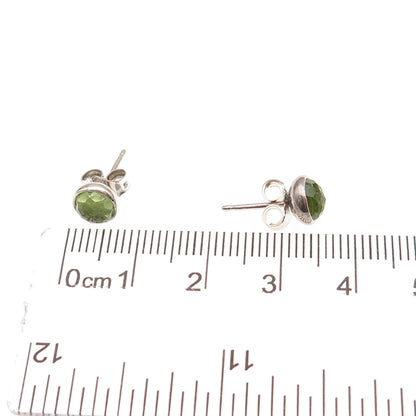 Pandora 925 Sterling Silver Real Peridot August Birthday Blooms Stud Earrings