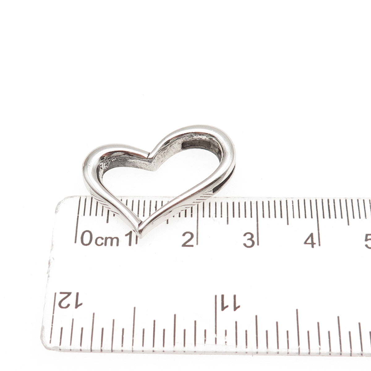 925 Sterling Silver Modernist Open Heart Slide Pendant