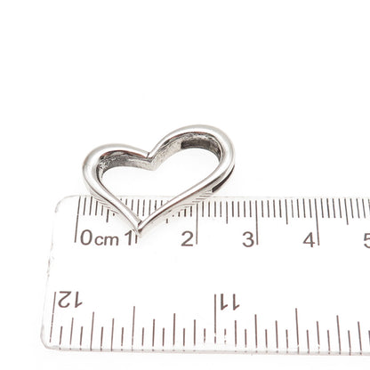 925 Sterling Silver Modernist Open Heart Slide Pendant
