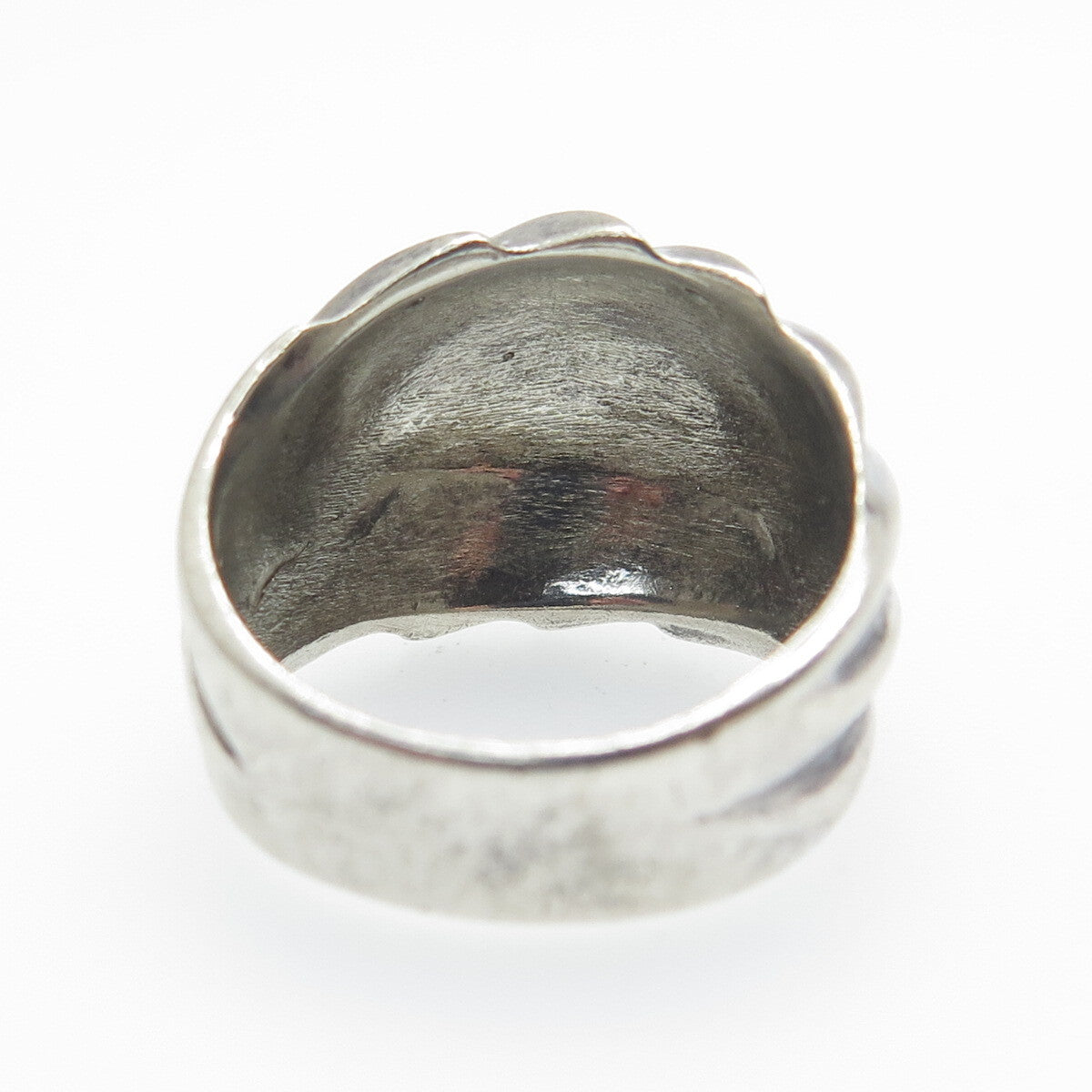 CHAPAL ZENRAY 925 Sterling Silver Vintage Modernist Ribbed Oxidized Ring Size 7