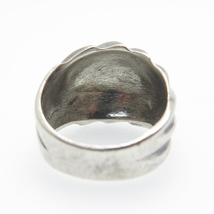 CHAPAL ZENRAY 925 Sterling Silver Vintage Modernist Ribbed Oxidized Ring Size 7
