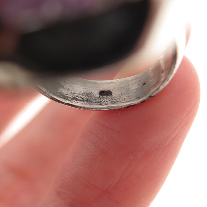 CID Clyde Duneier Sterling Silver Vintage Real Amethyst Modernist Ring Size 6.75