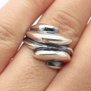 925 Sterling Silver Vintage Ribbed Ring Size 6.75