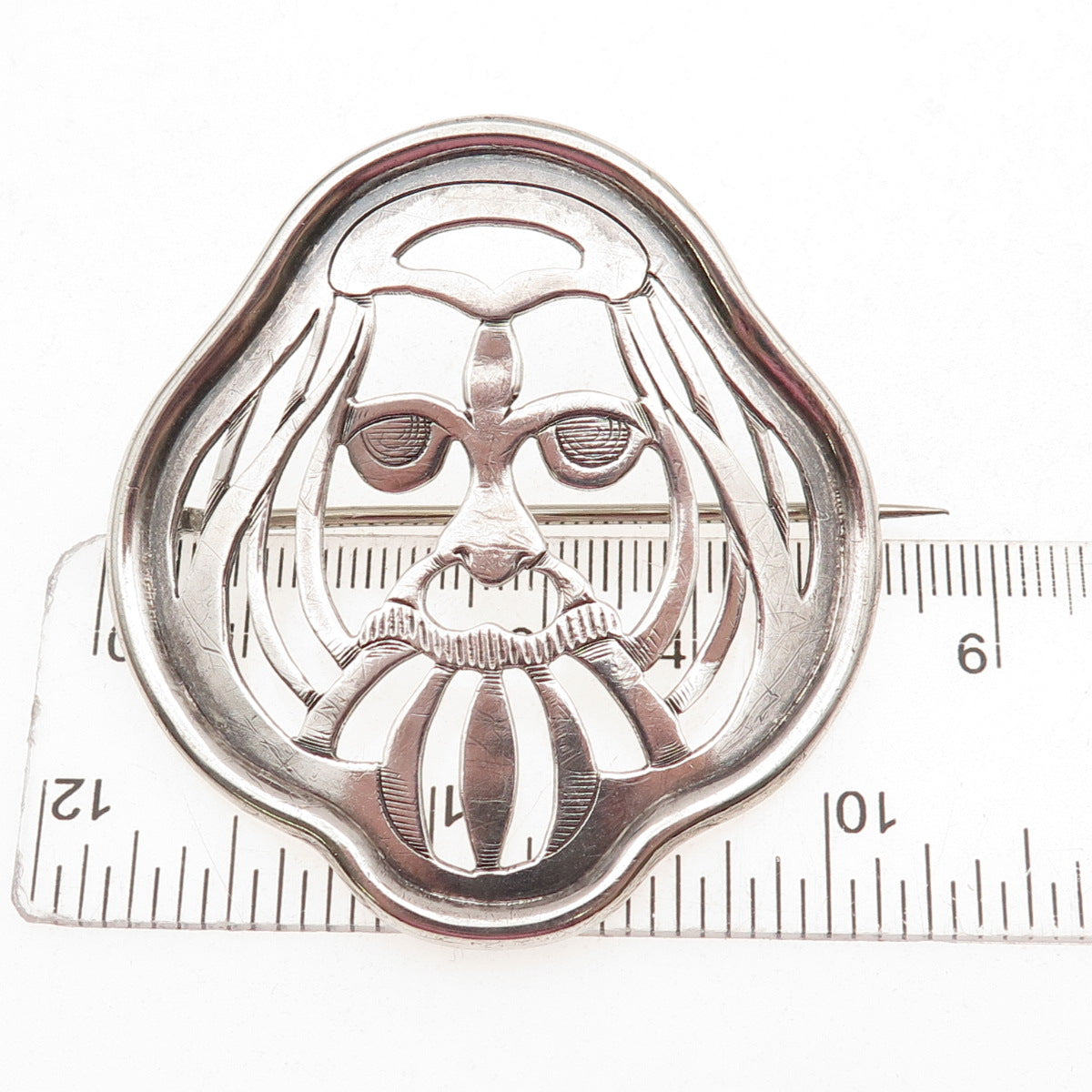 Simons Brothers 925 Sterling Antique Art Deco Lion Modernist Oxidized Pin Brooch