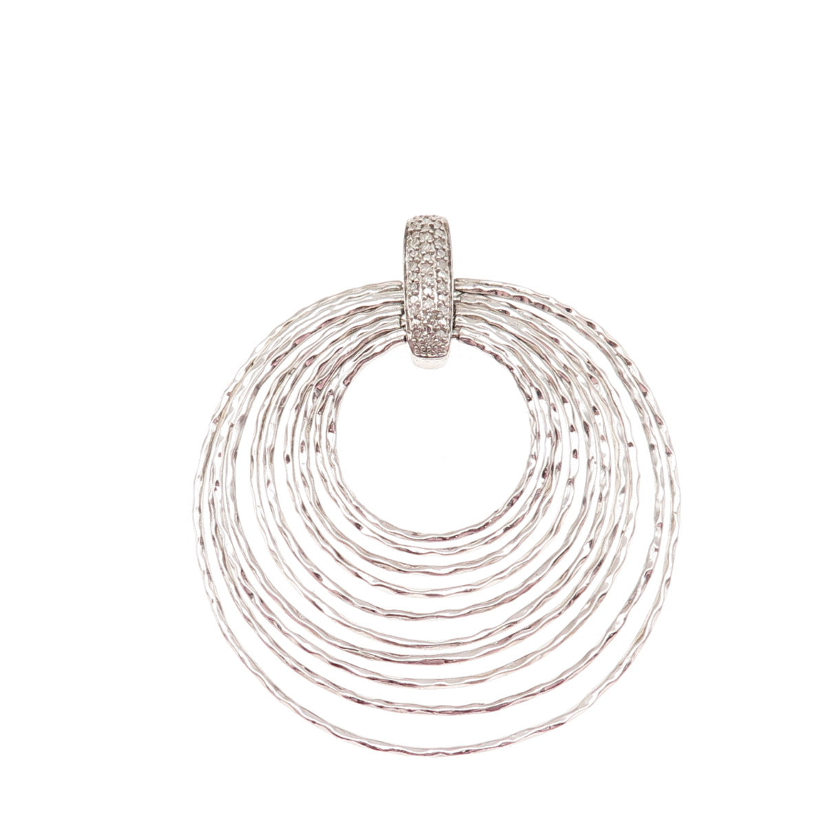 925 Sterling Silver Real Diamond Modernist 10 Interlocked Circle Pendant